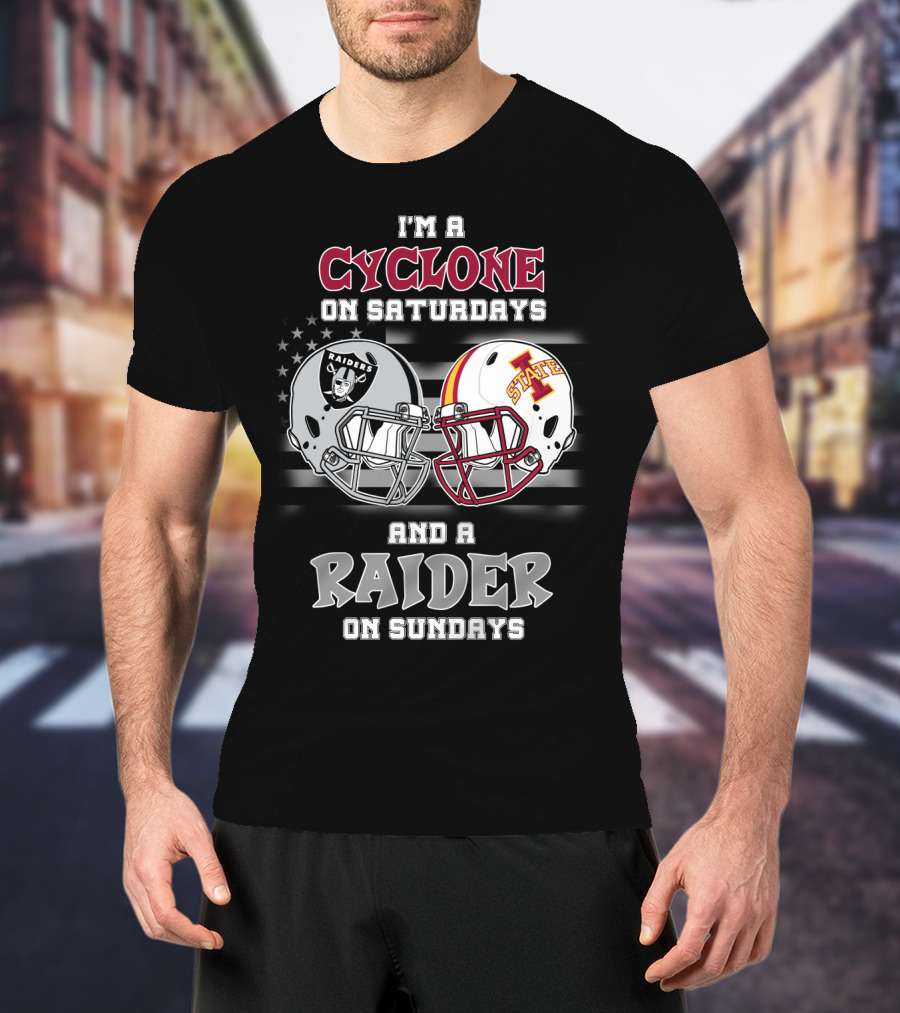 I'm A Cyclone On Saturdays And A Raider On Sundays Iowa State Raiders Helmet T-Shirt