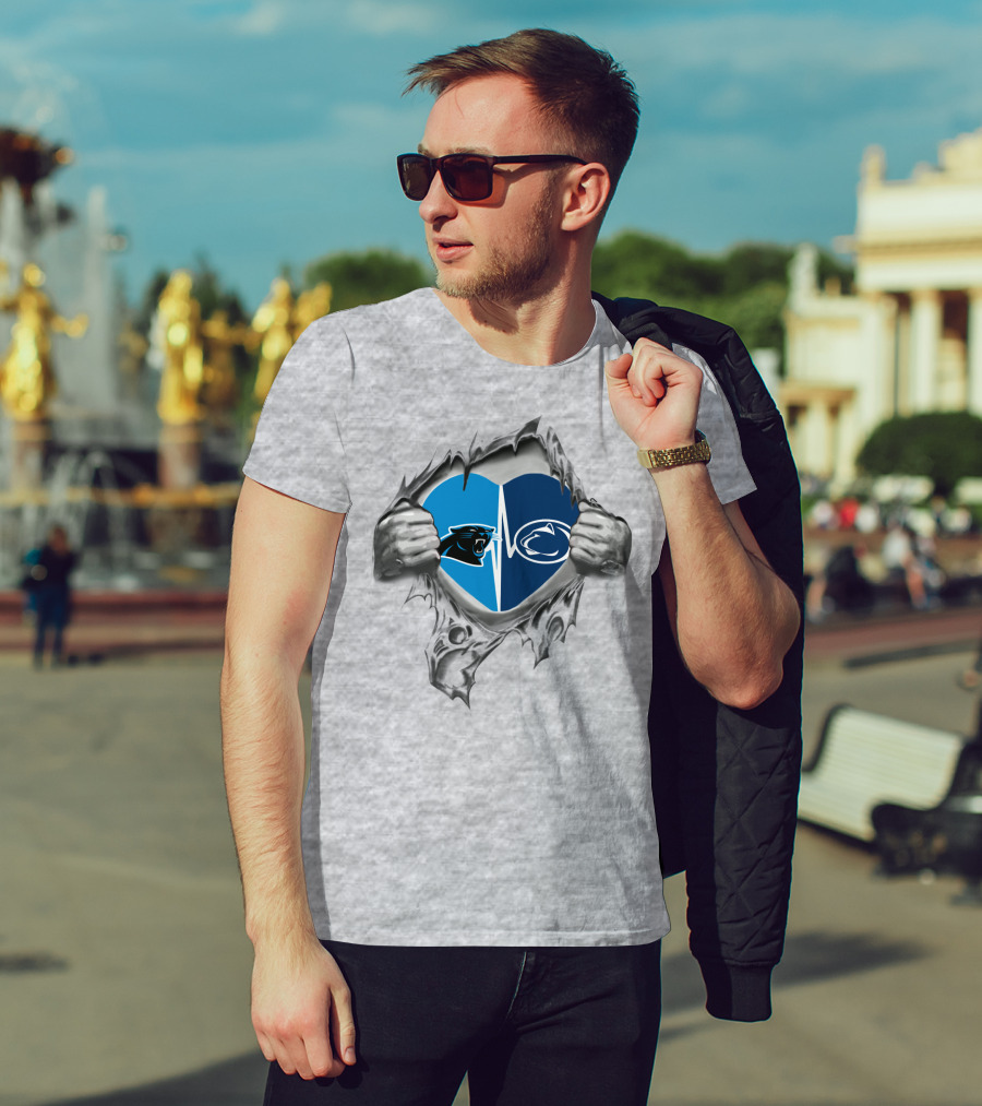 Carolina Panthers Penn State Nittany Lions Heartbeat Fusion T-Shirt
