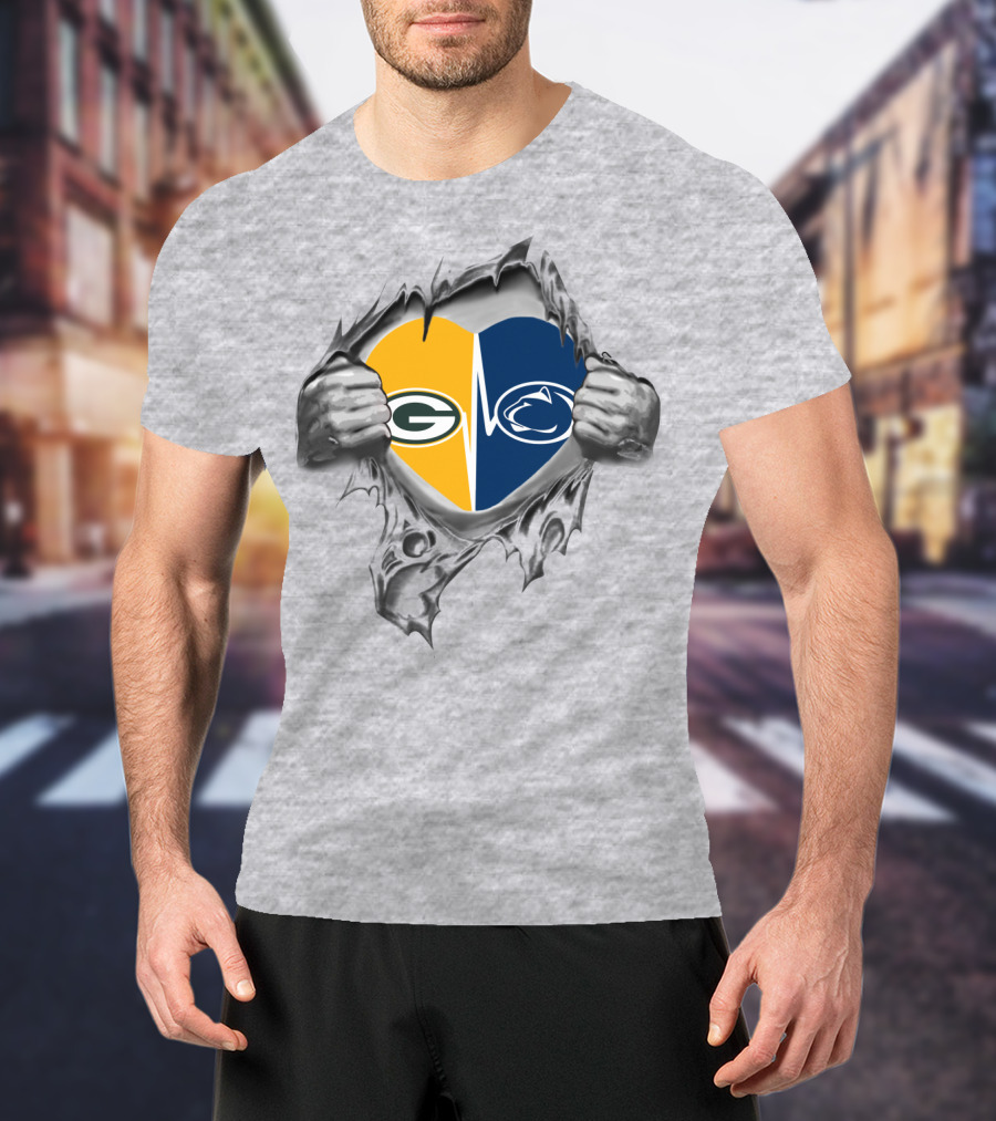 Packers Penn State Heart Logo Fusion T-Shirt