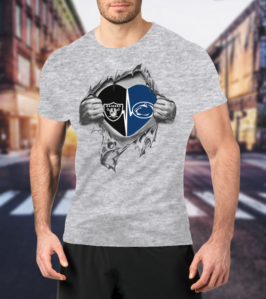 Raiders Penn State Heartbeat Duel Symbol Fusion T-Shirt