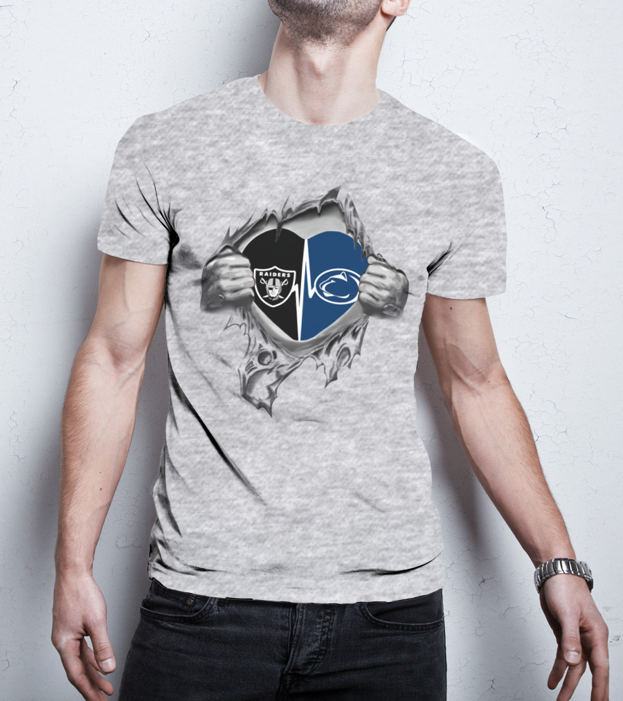 Raiders Penn State Heartbeat Duel Symbol Fusion T-Shirt