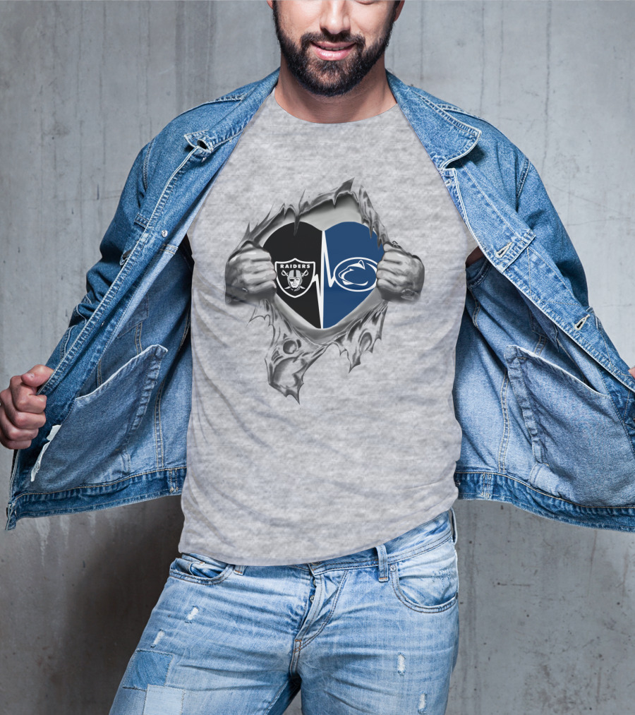 Raiders Penn State Heartbeat Duel Symbol Fusion T-Shirt