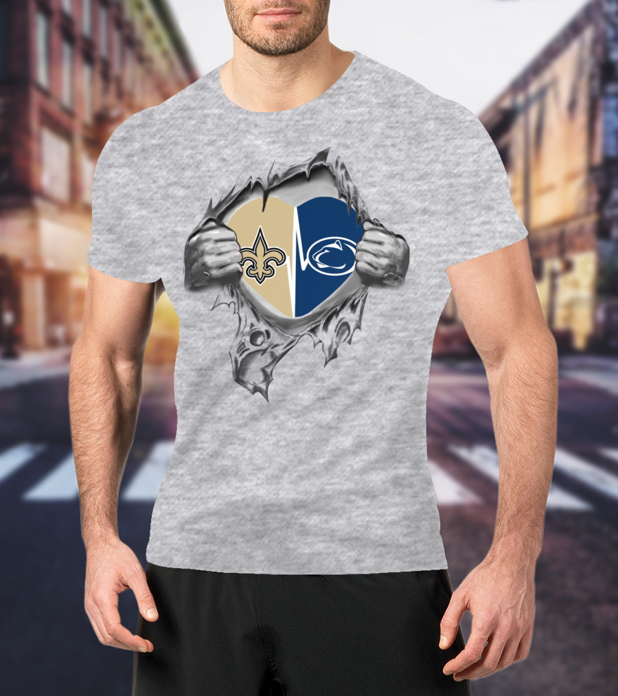 Saints Penn State Heart Logo Combination T-Shirt