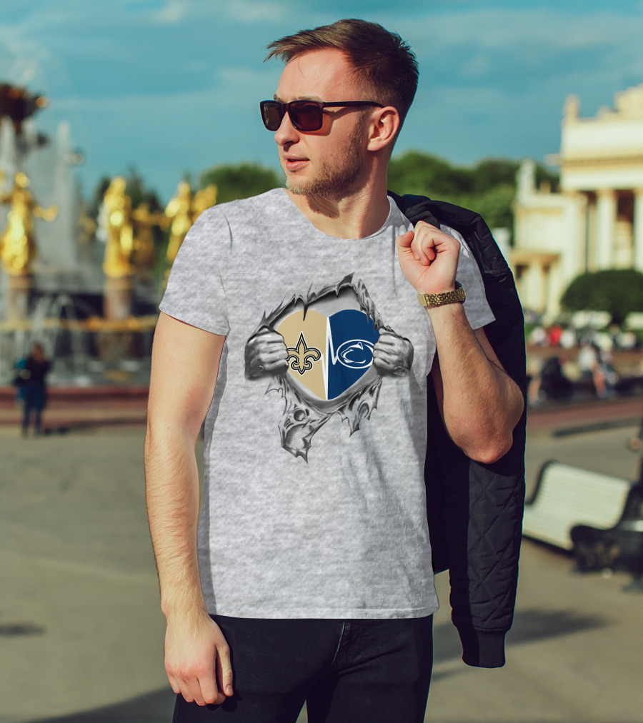 Saints Penn State Heart Logo Combination T-Shirt