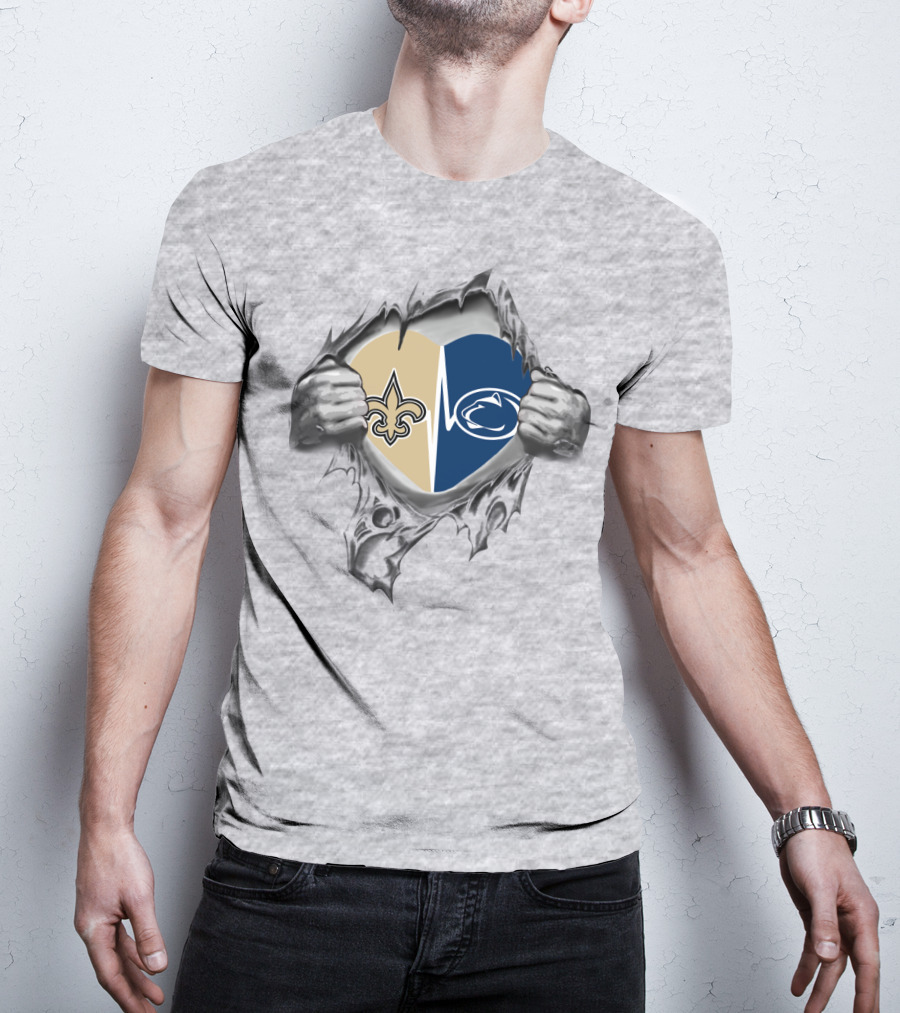 Saints Penn State Heart Logo Combination T-Shirt