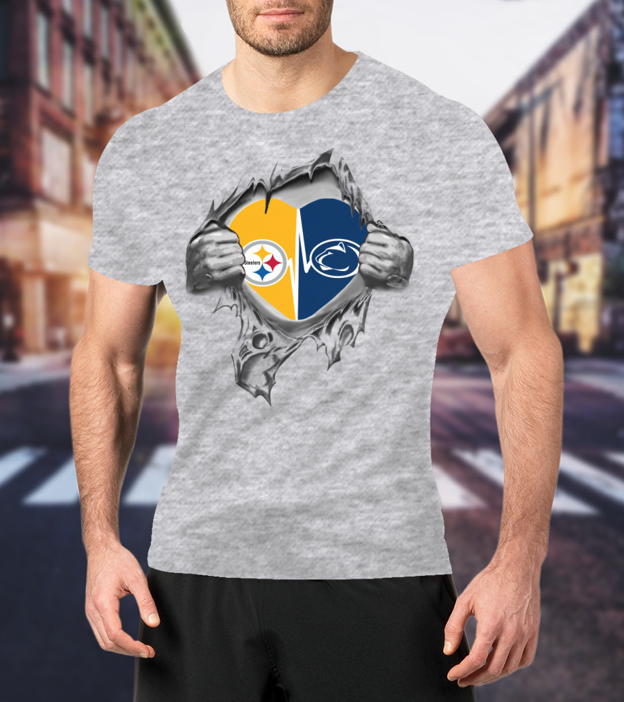 Steelers Penn State Heartbeat Pullover T-Shirt