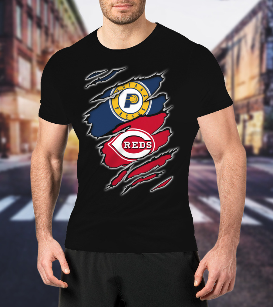 Indiana Pacers Cincinnati Reds Logo Mashup T-Shirt