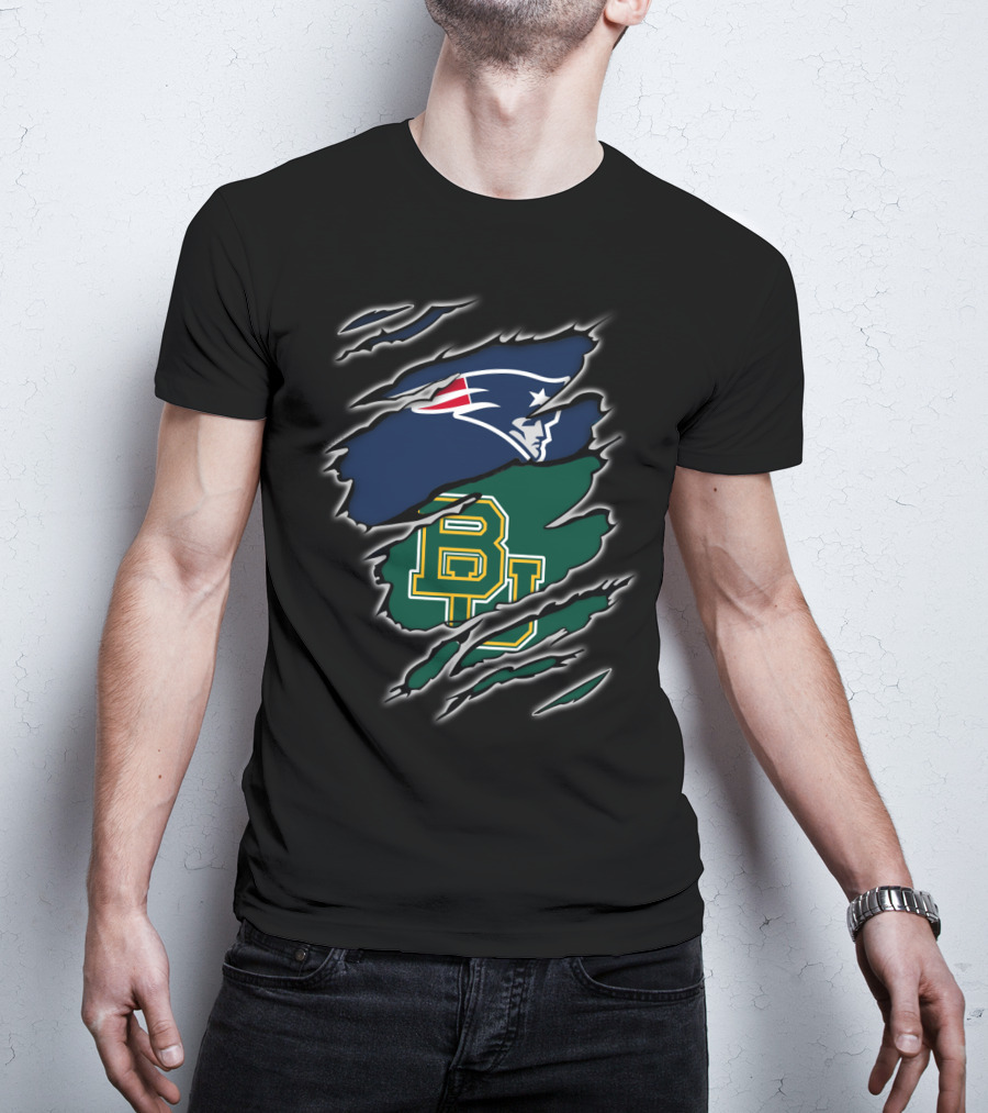 New England Patriots Baylor Bears Logo Fusion T-Shirt