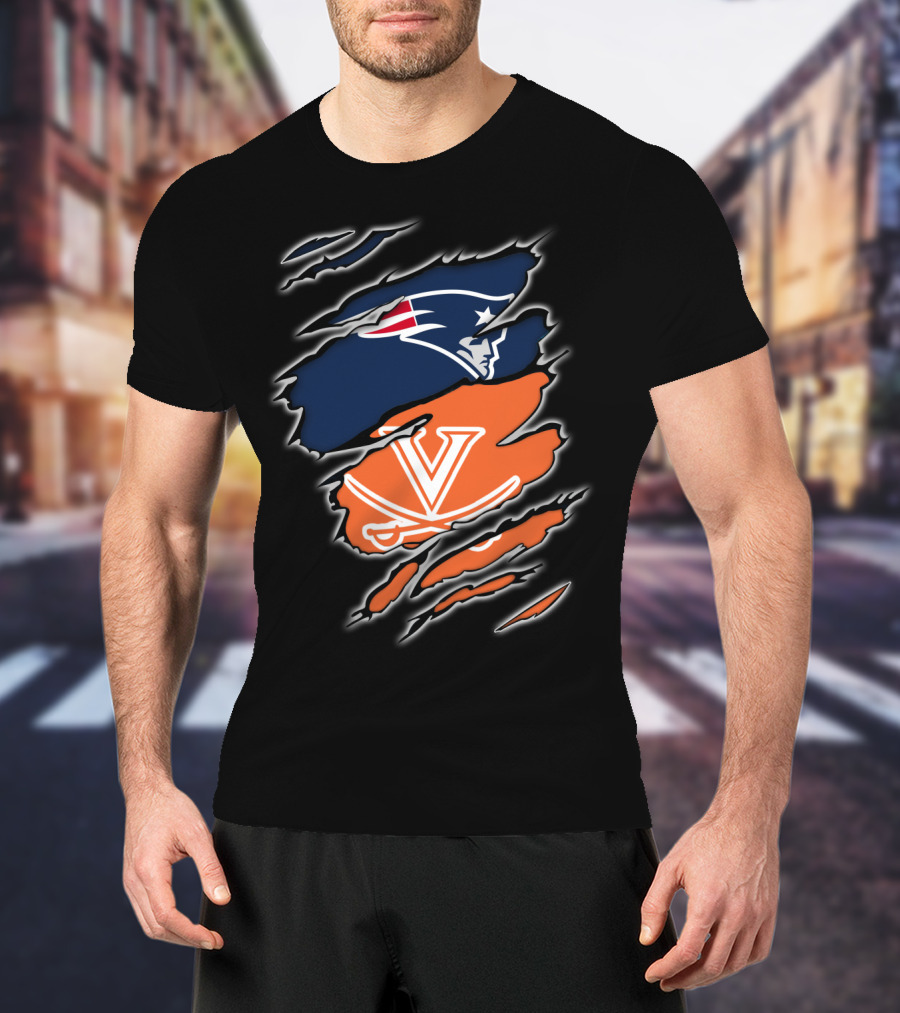 New England Patriots Virginia Cavaliers Crossover Fan T-Shirt