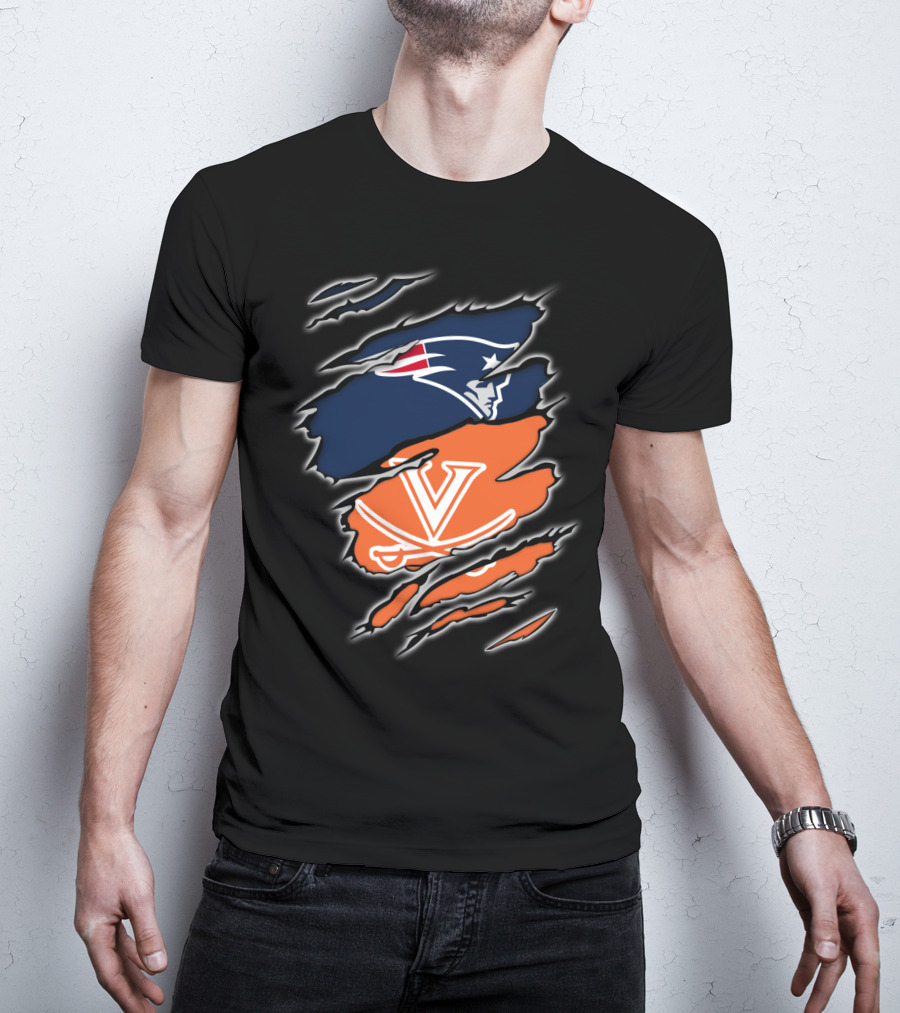 New England Patriots Virginia Cavaliers Crossover Fan T-Shirt
