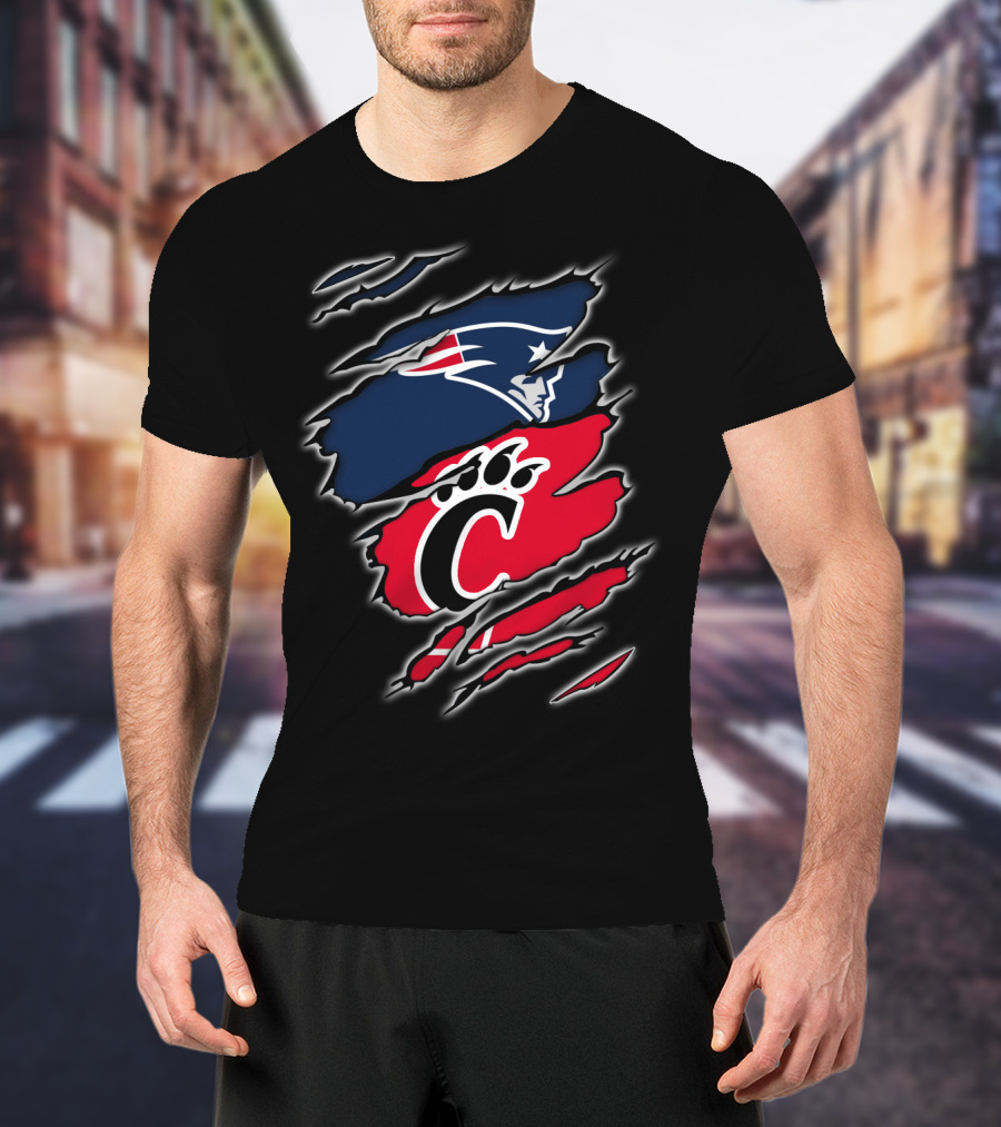 Patriots Cincinnati Bearcats Paw And Patriot Head Clash T-Shirt