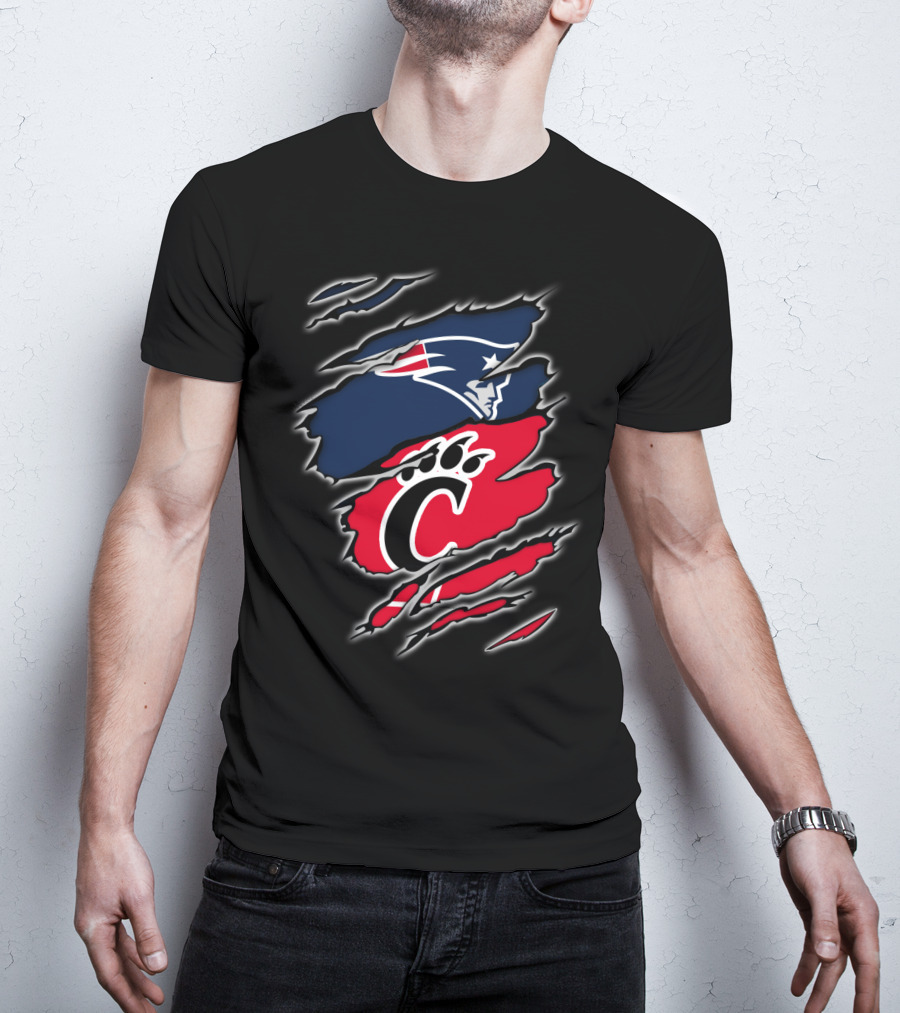 Patriots Cincinnati Bearcats Paw And Patriot Head Clash T-Shirt