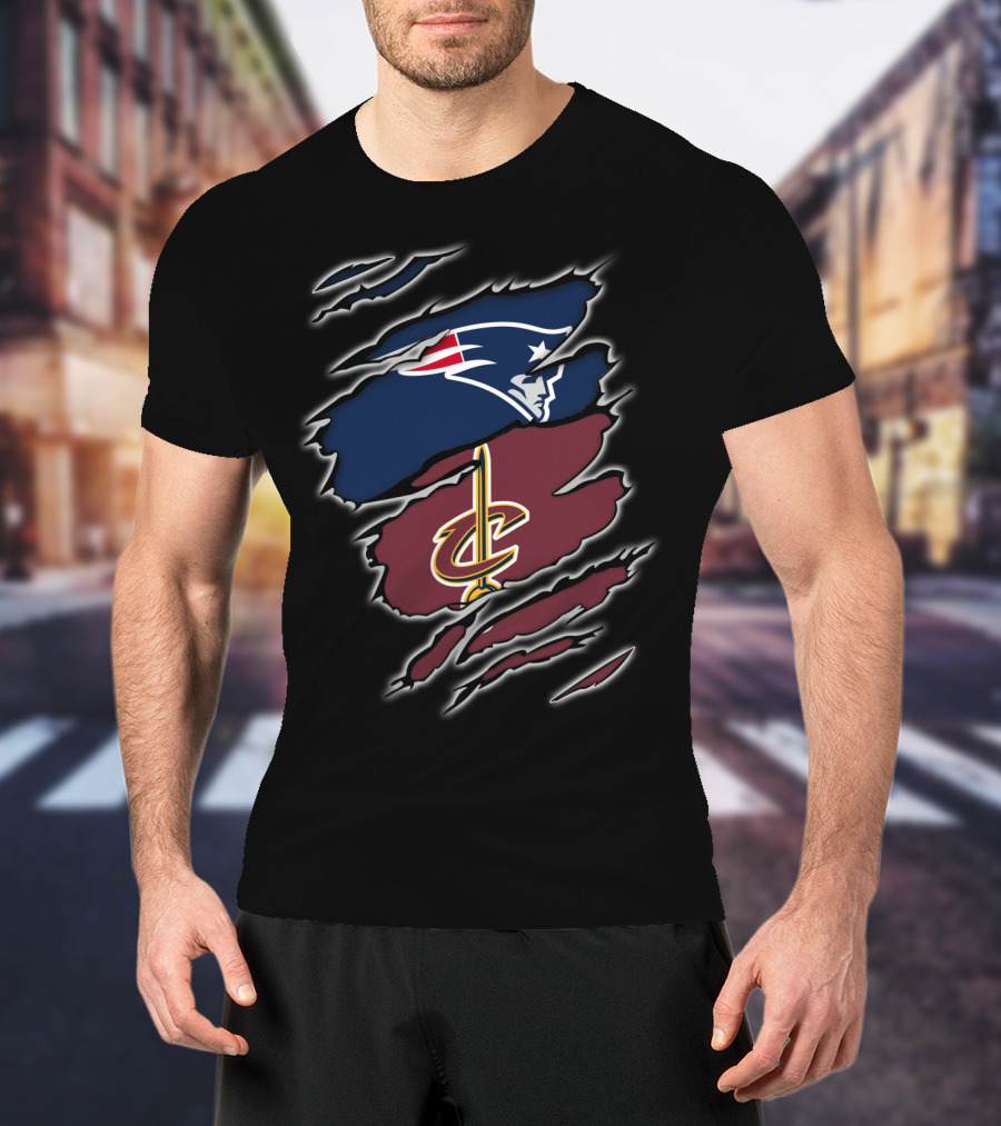 Patriots Cleveland Cavaliers Dual Logo Rip T-Shirt