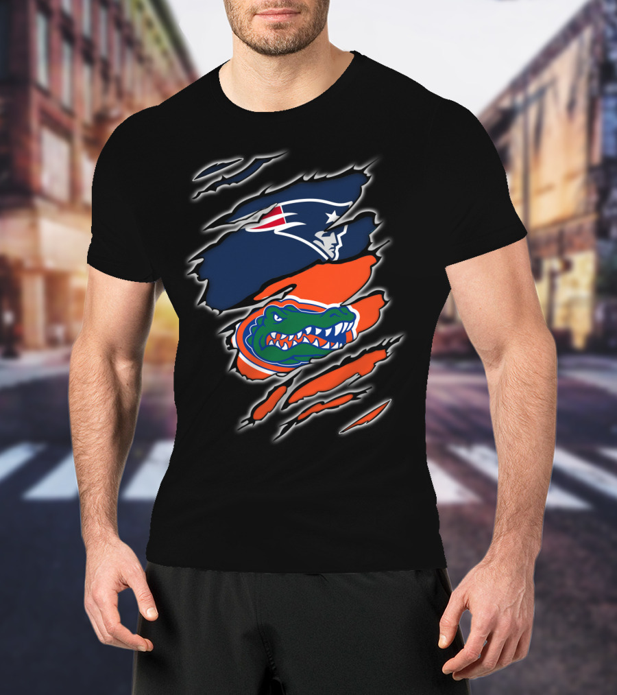 New England Patriots And Florida Gators Logo Collaboration T-Shirt