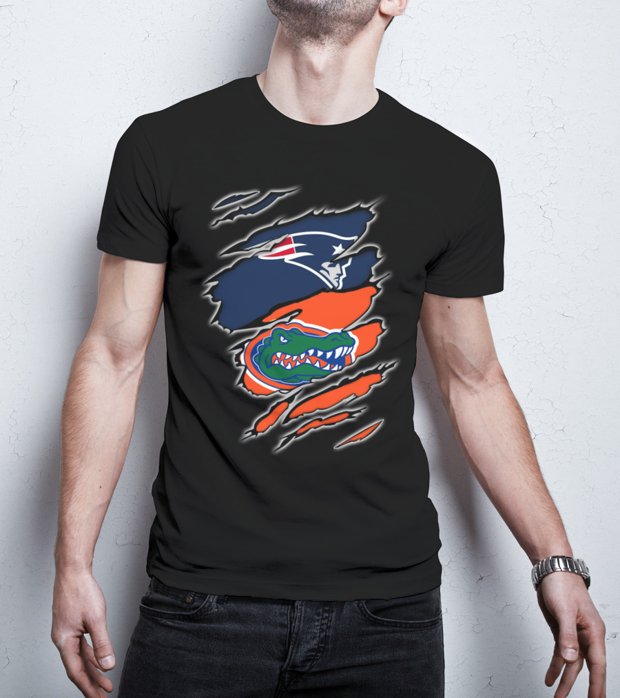 New England Patriots And Florida Gators Logo Collaboration T-Shirt