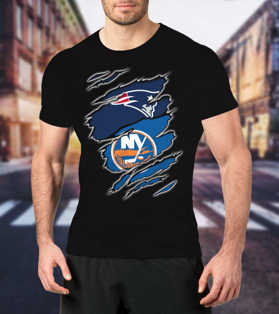 Patriots And NY Islanders Claw Slash T-Shirt