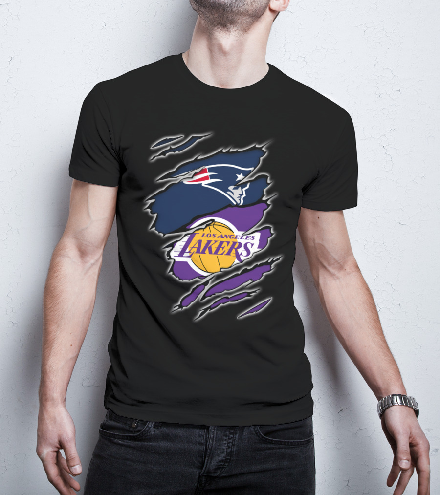Patriots Los Angeles Lakers NFL NBA Dual Fan Iconic T-Shirt