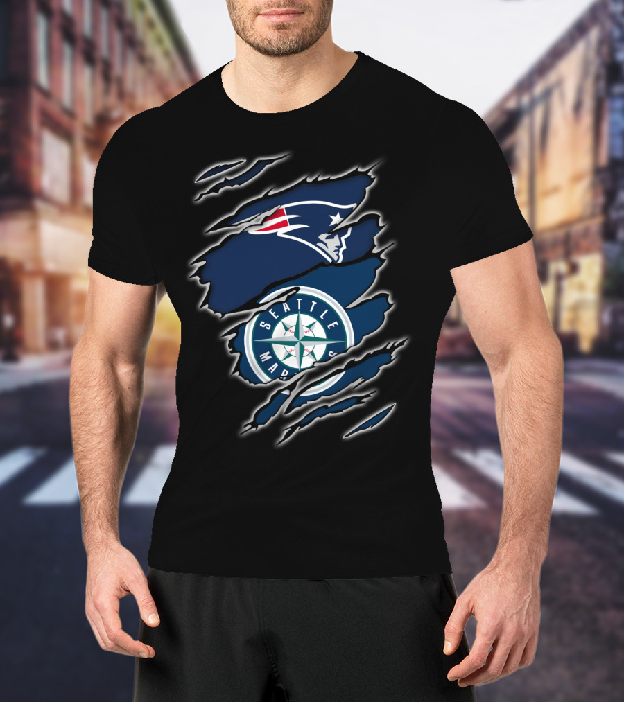 Patriots Logo With Seattle Mariners Emblem T-Shirt