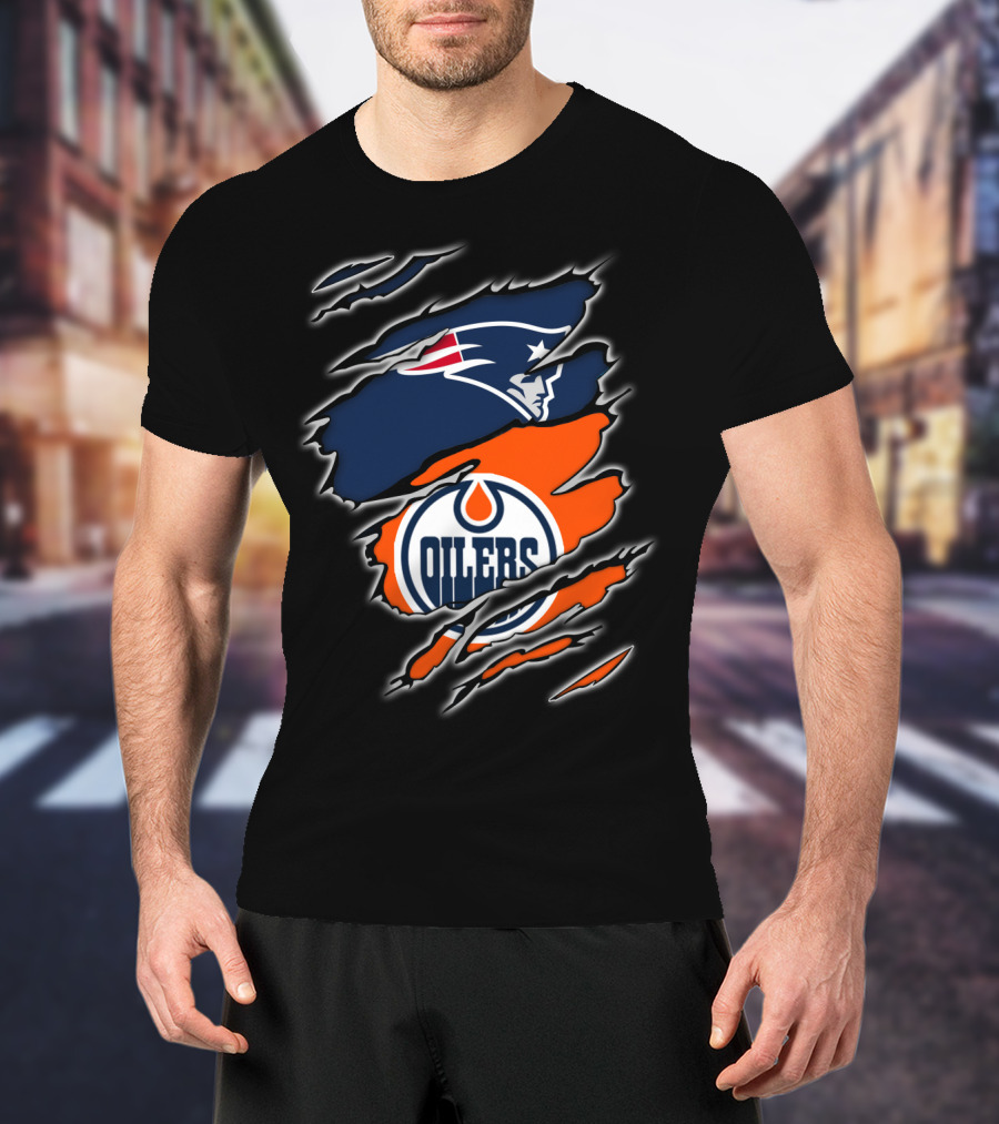 Patriots And Oilers Logo Mashup T-Shirt