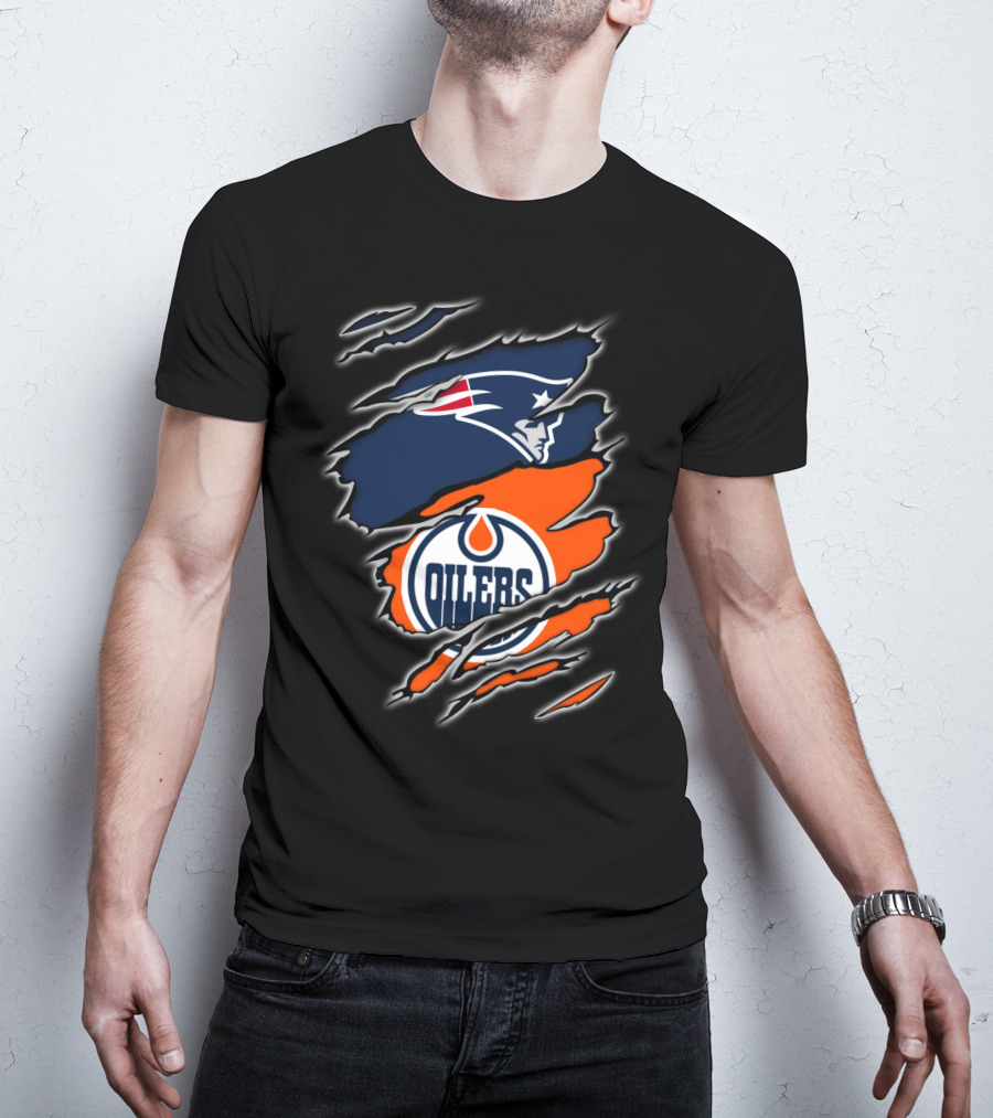 Patriots And Oilers Logo Mashup T-Shirt