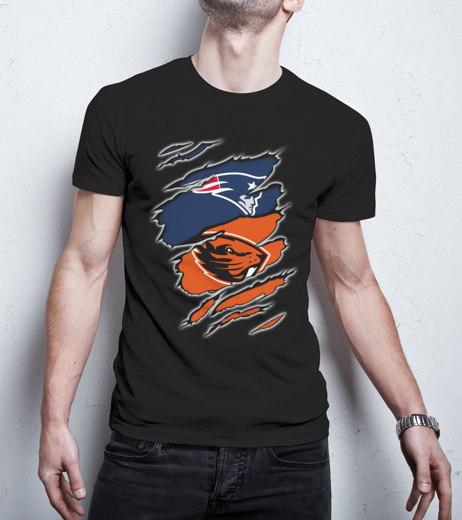 New England Patriots And Oregon State Beavers Logo Mashup T-Shirt