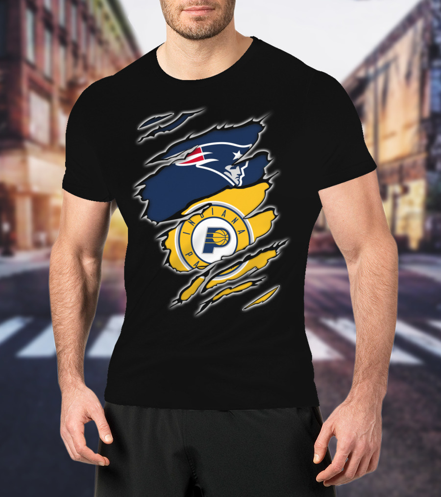 New England Patriots And Indiana Pacers Logos Combined T-Shirt