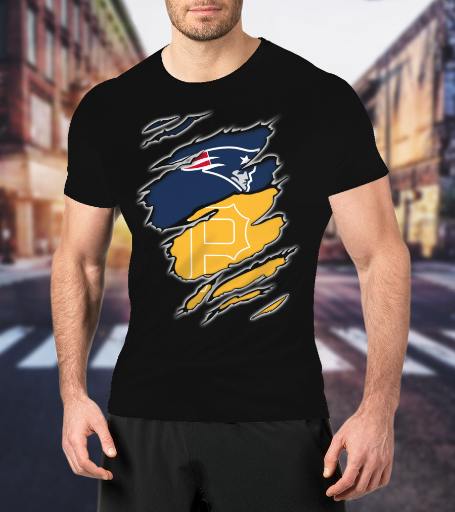 Patriots Logo And Pirates Monogram Fusion T-Shirt