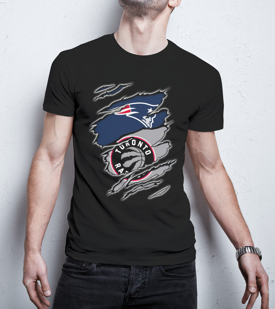 Patriots Face And Toronto Raptors Claw Marks T-Shirt