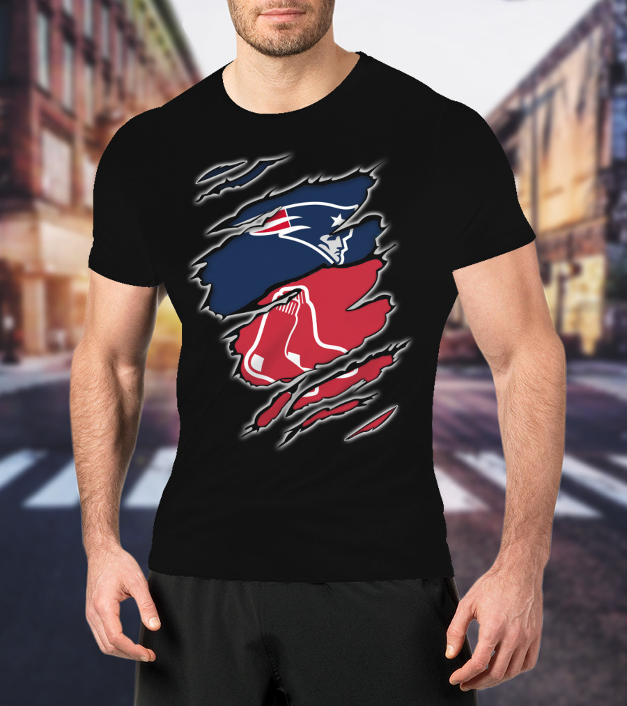 Patriots And Red Sox Logo Mashup NFL MLB Fans T-Shirt