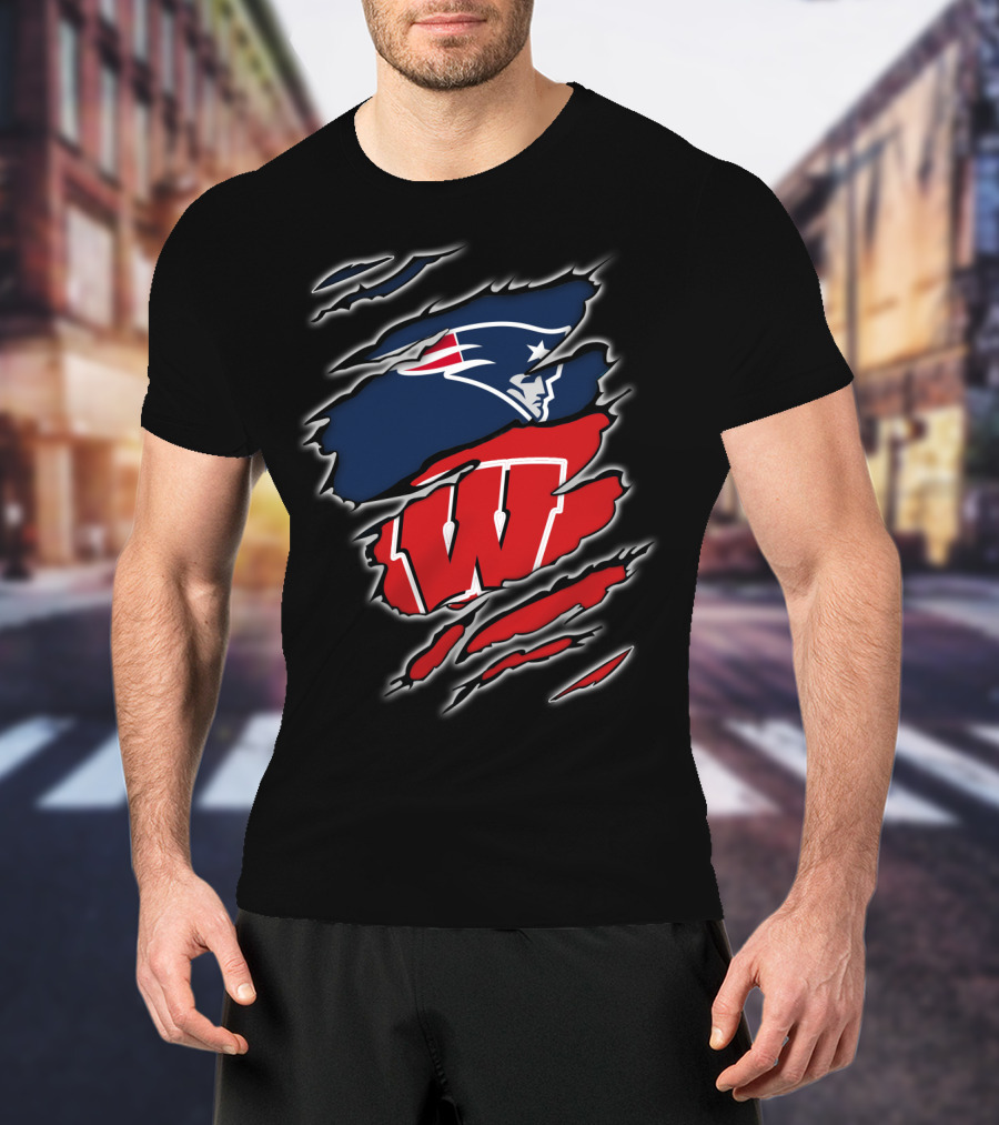 Patriots Wisconsin Badgers Logo Fusion T-Shirt