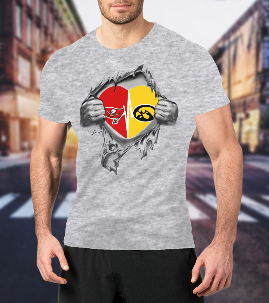 Hawkeyes Buccaneers Heart Passion Torn T-Shirt