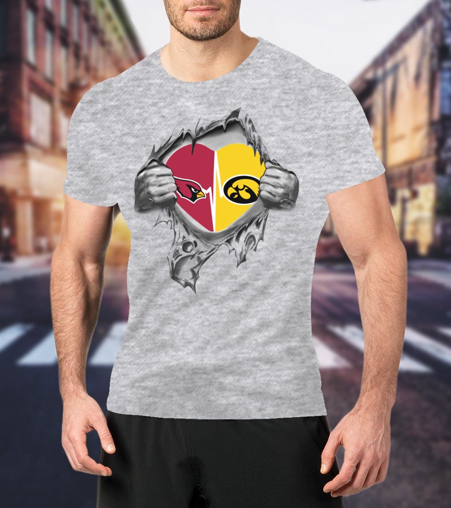 Hawkeyes Cardinals Heart Torn Open T-Shirt
