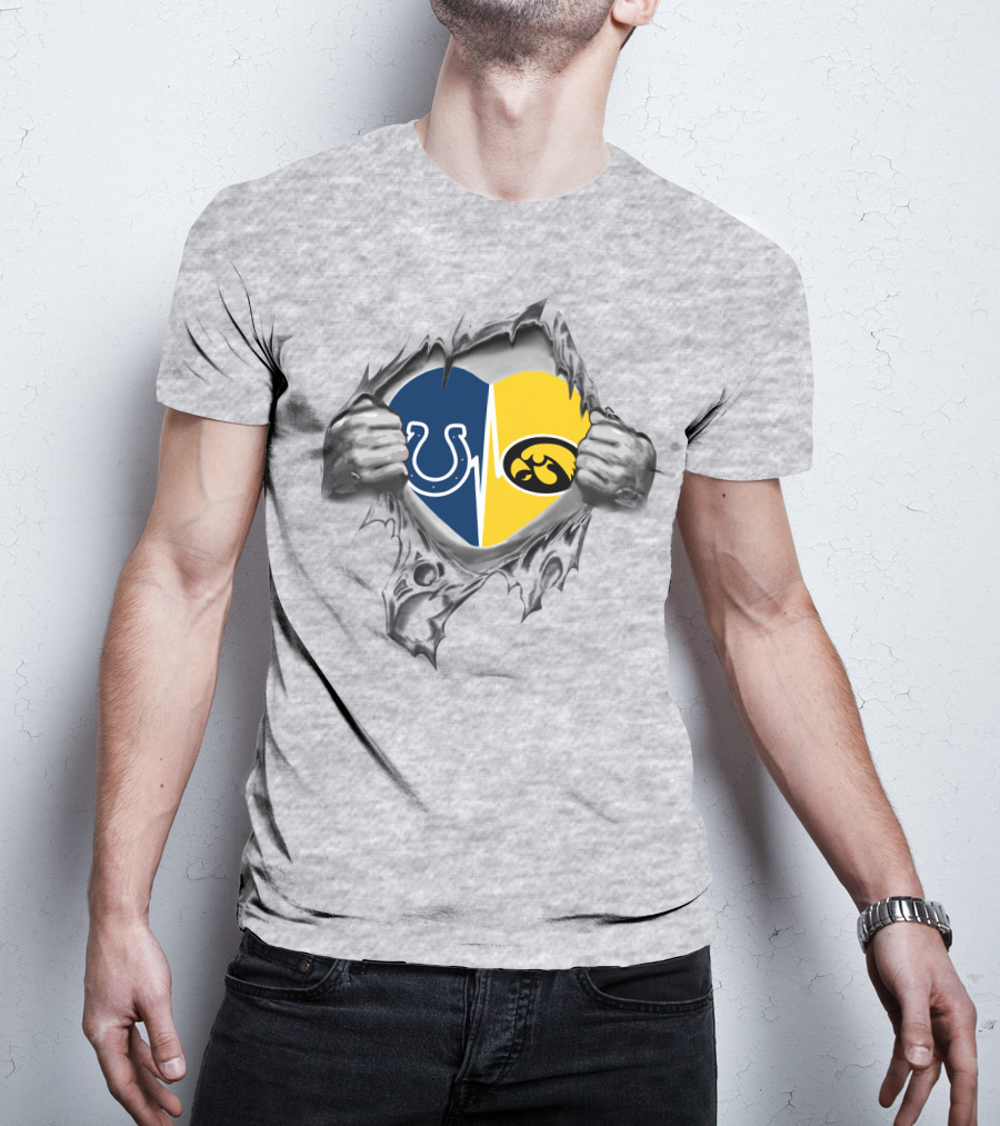 Hawkeyes Colts Heartbeat Torn Metal Logo Blend T-Shirt