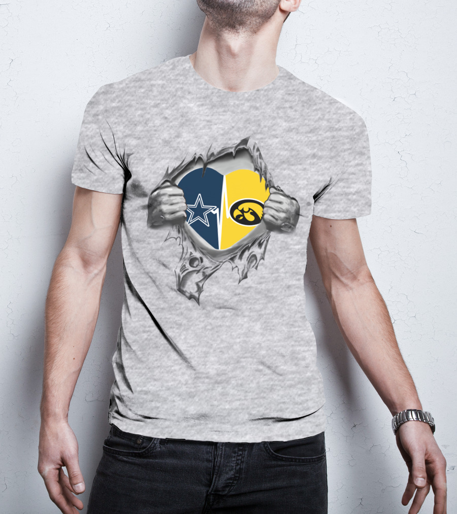 Dallas Cowboys Iowa Hawkeyes Heart T-Shirt