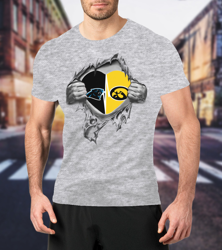 Hawkeyes Panthers Heart Inside Silver Claw Tear T-Shirt