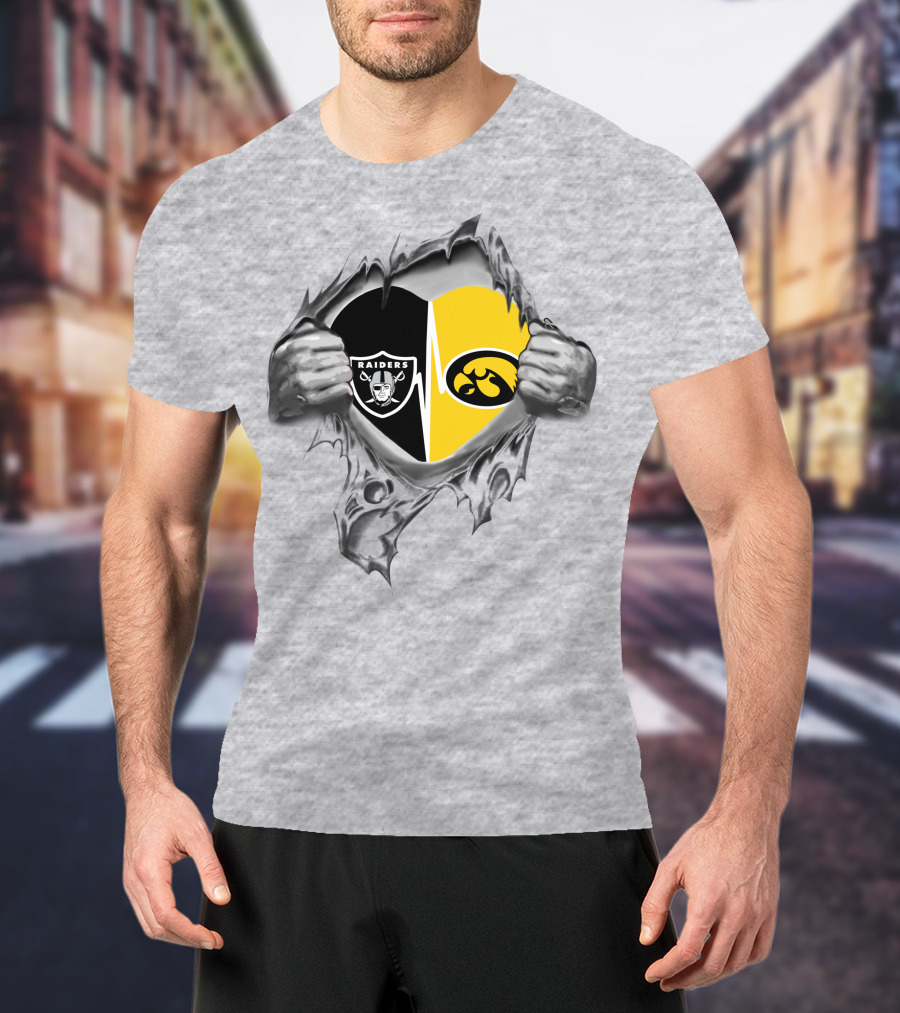 Hawkeyes Raiders Heartbeat Torn T-Shirt