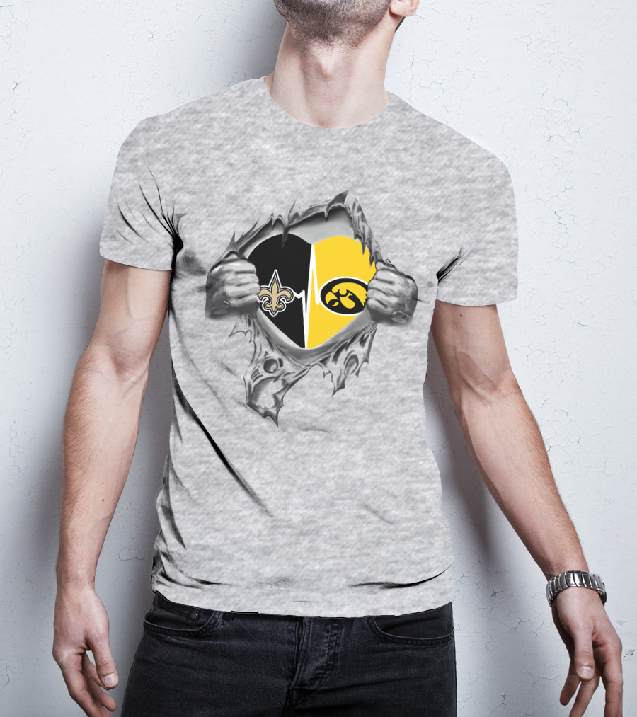 New Orleans Saints Iowa Hawkeyes Heart T-Shirt