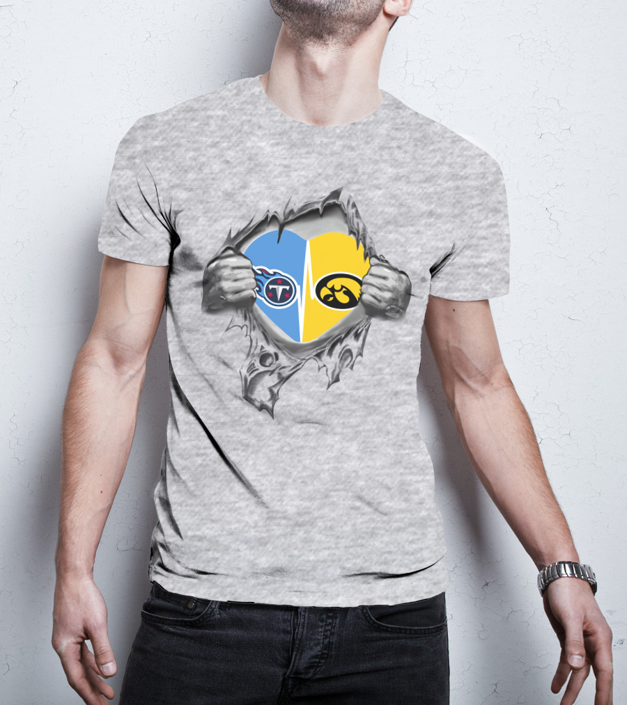 Tennessee Titans Iowa Hawkeyes Heart Fusion T-Shirt