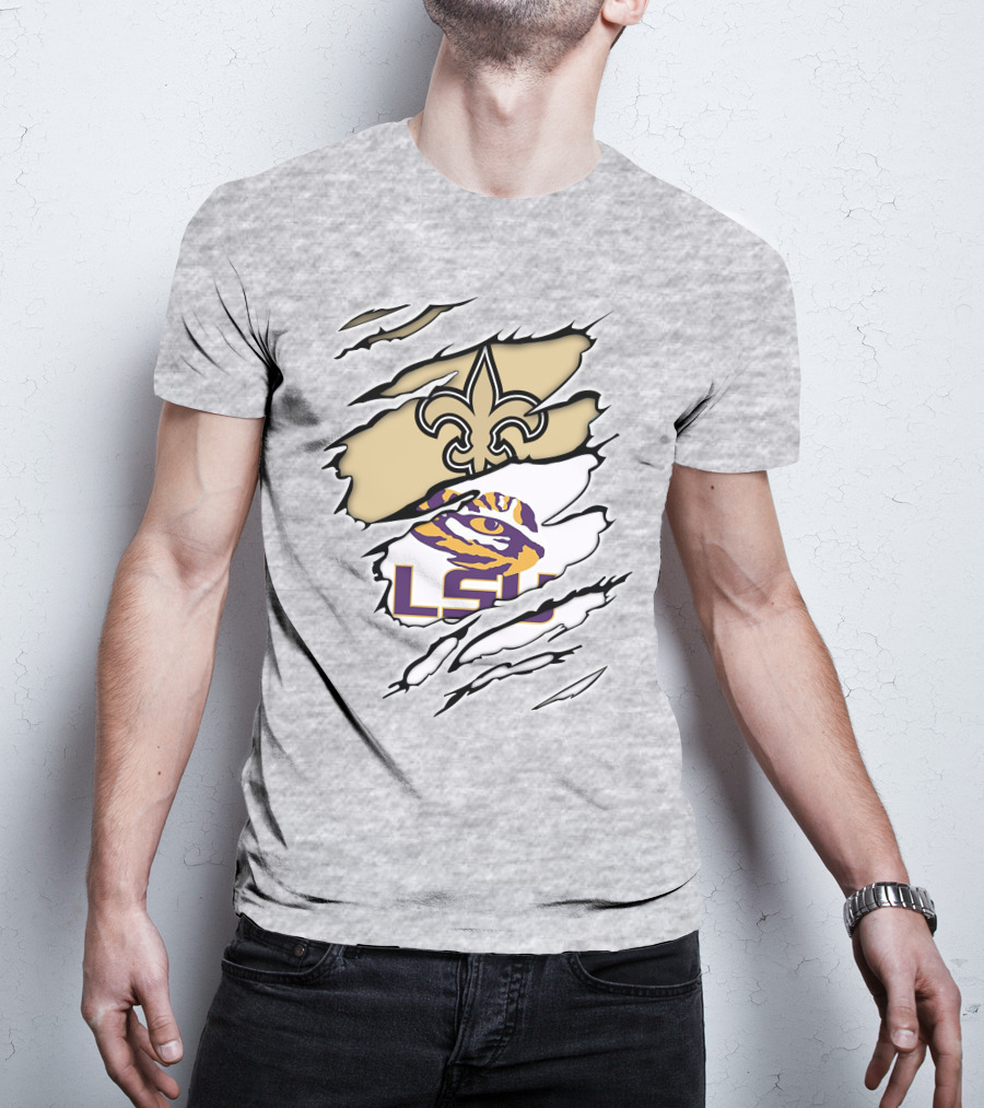 LSU Tigers New Orleans Saints Fleur-de-Lis Claw Marks T-Shirt
