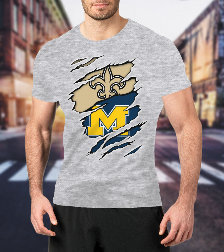 Michigan Saints Fleur-de-Lis Logo With Block M T-Shirt