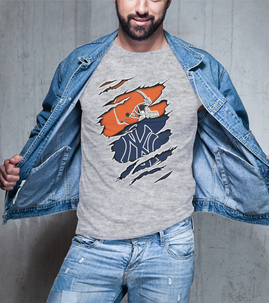 Cleveland Browns New York Yankees Football Baseball Crossover T-Shirt