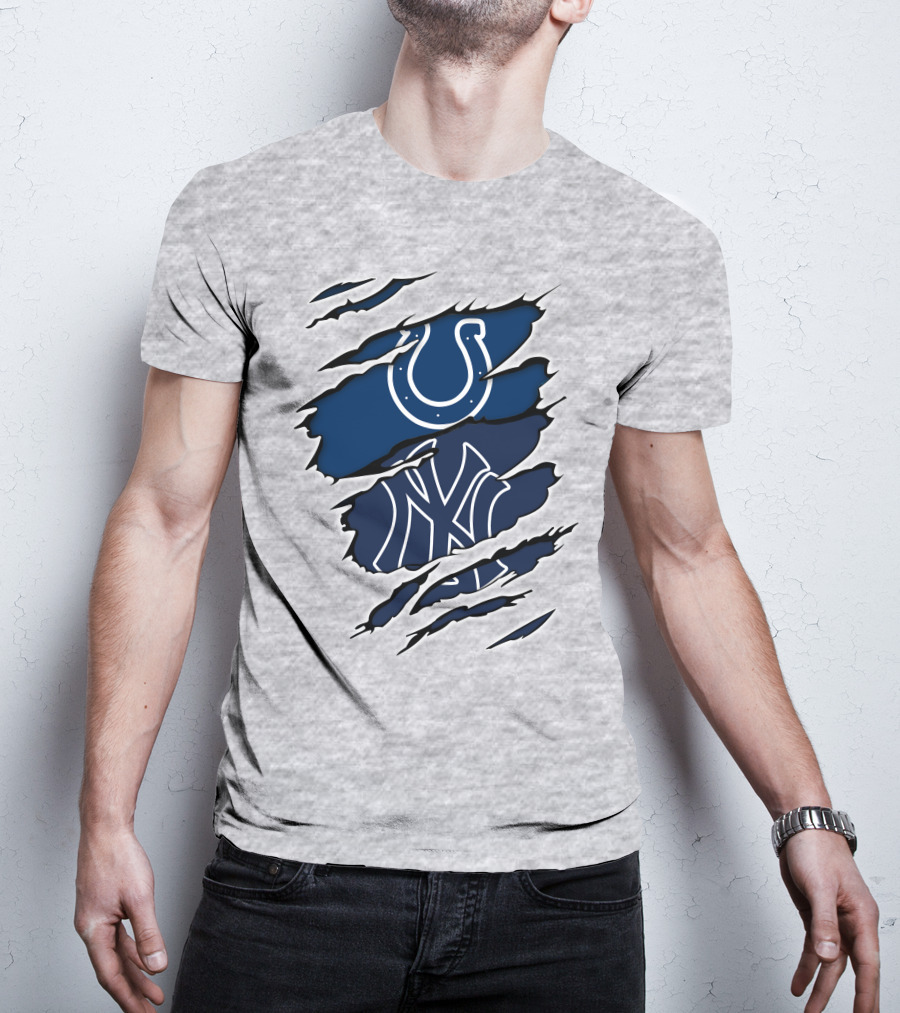 Colts Yankees Sports Crossover Logo Claw Marks T-Shirt