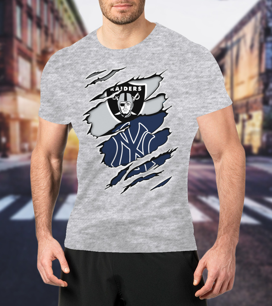 Raiders Yankees Collaboration Fan Support T-Shirt