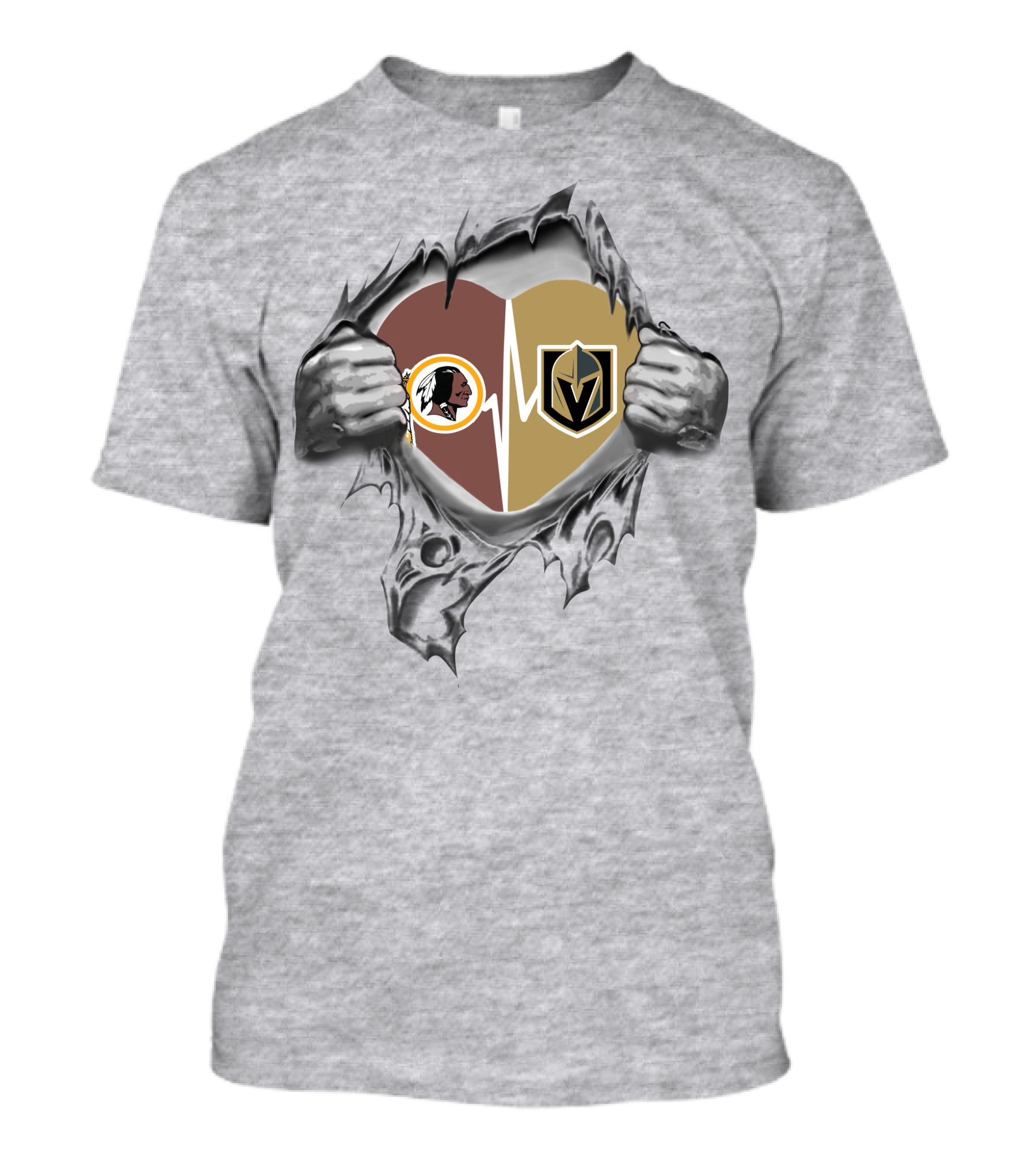 Golden Knights Redskins Heartbeat Fan Passion T-Shirt