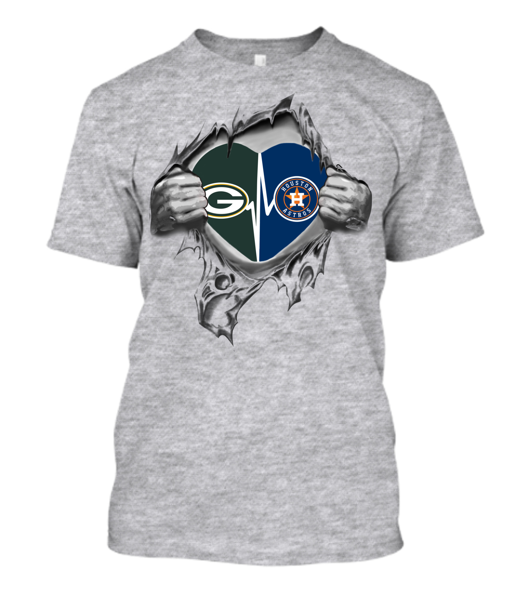 Houston Astros Packers Heartbeat Passion Fandom T-Shirt