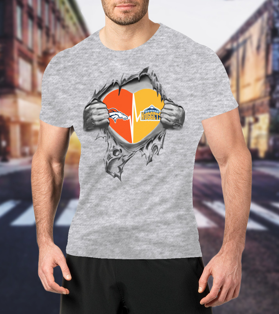 Denver Broncos Nuggets Heartbeat Loyalty T-Shirt