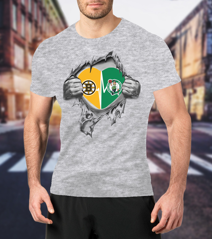 Bruins Celtics Heartfelt Loyalty With Logos And Symbols T-Shirt