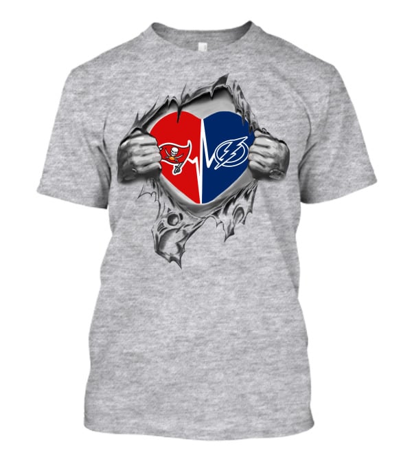 Buccaneers Lightning Heart Rip Design Competitor Spirit T-Shirt