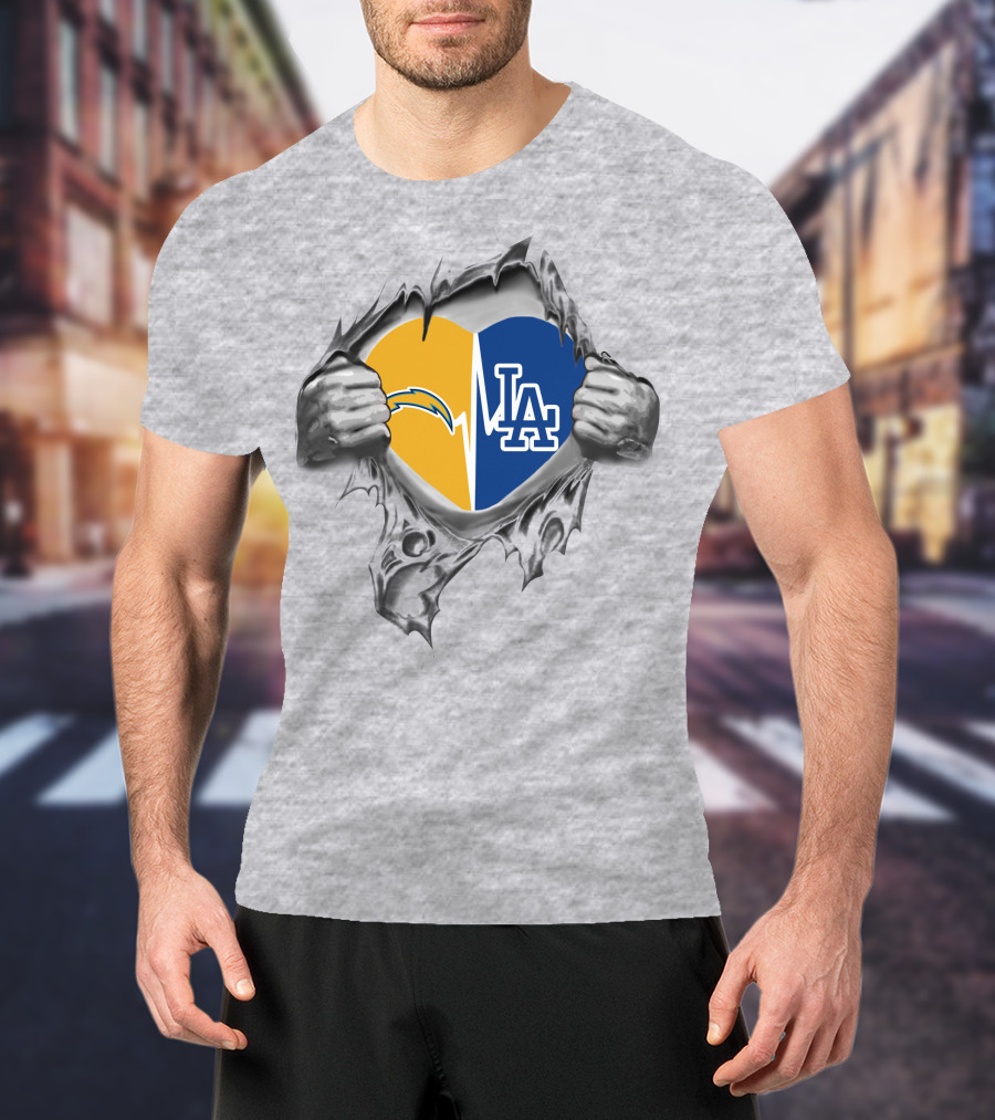 Chargers Dodgers Heartbeat Loyalty With Symbolic Heart T-Shirt