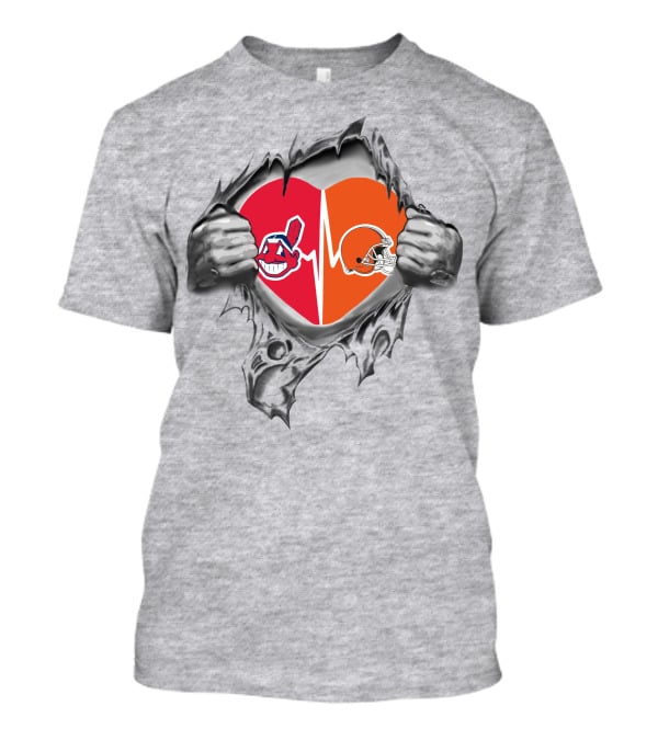 Indian Browns It's In My Heart Dual Logo Heartbeat T-Shirt